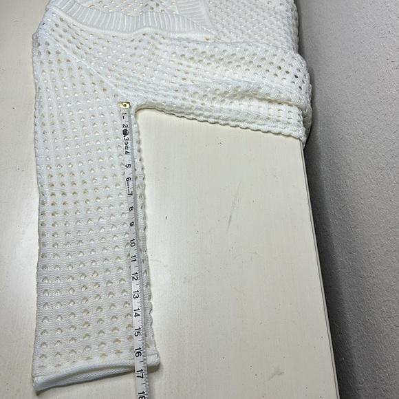 Women's Unbranded Off White Long Sleeve Open Knit Swim Coverup Dress Size Small - Picture 11 of 11